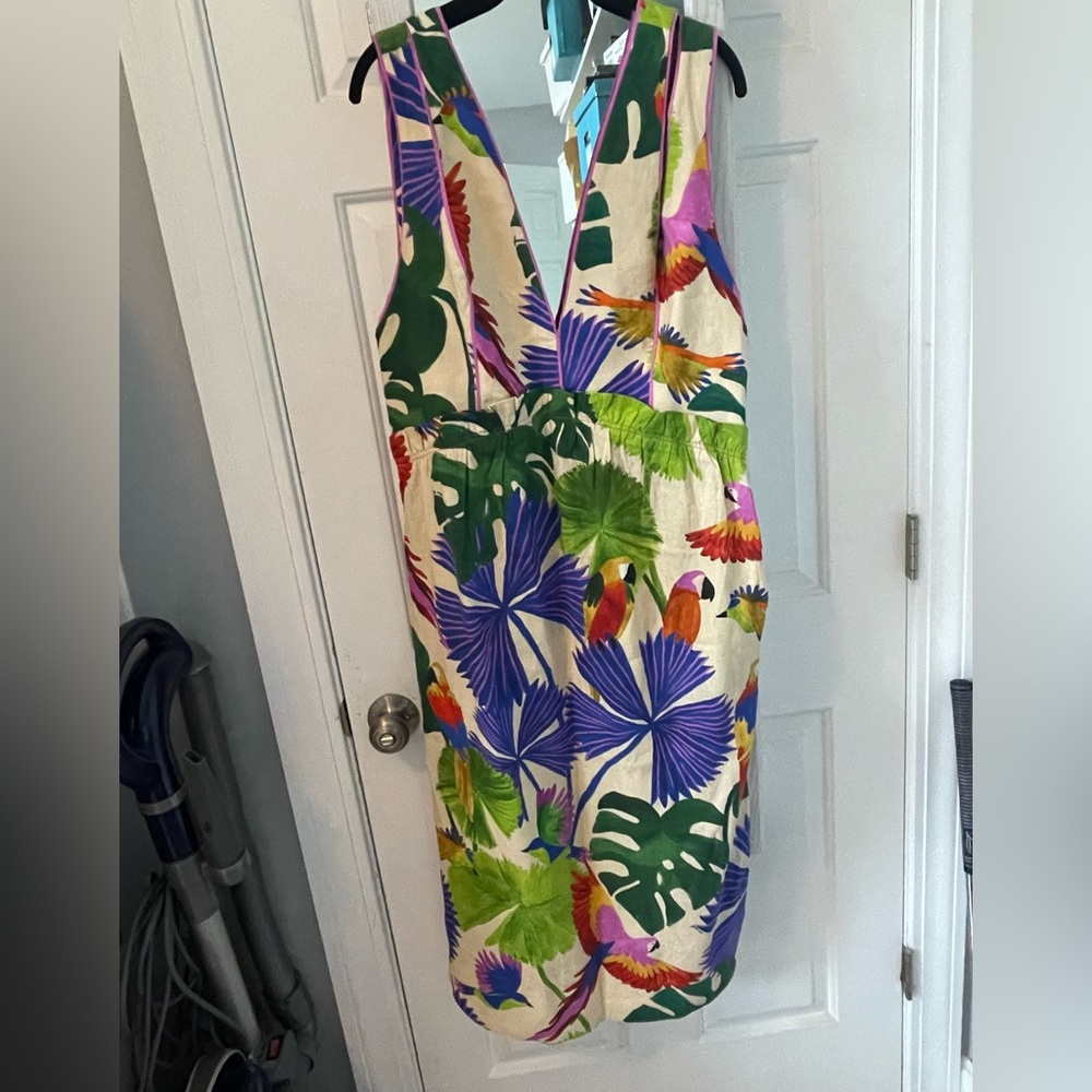 Farm Rio Tropical Print V-Neck Sleeveless Dress